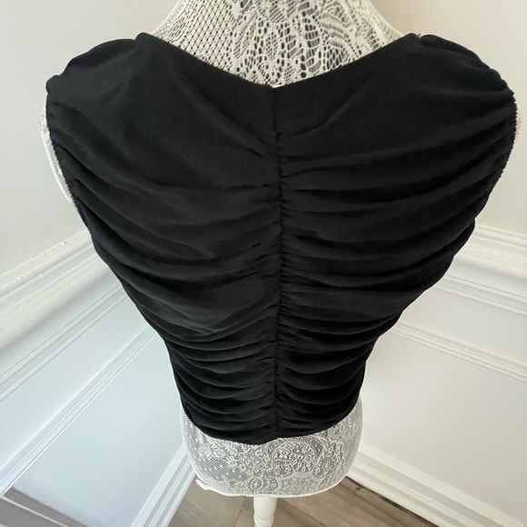 Open Edit Womens Black Ruched Crop Top Size XL new - Picture 2 of 2